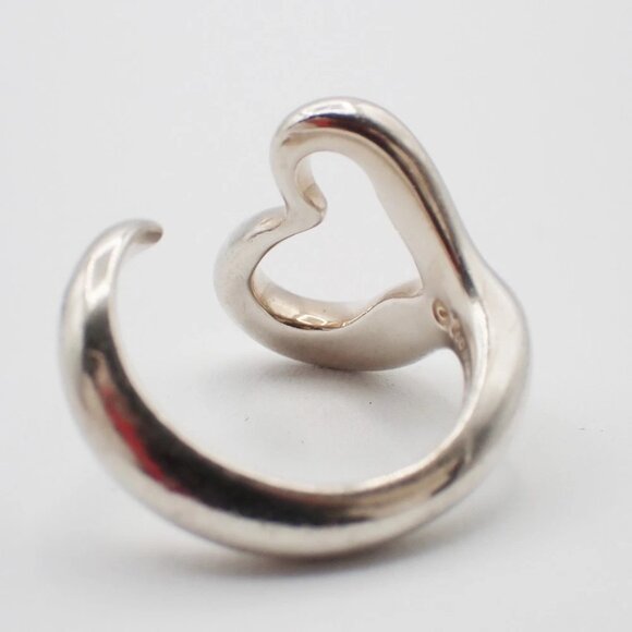 Tiffany & Co. Logo Open Heart Ring US 6 Silver 925 Elsa Peretti - Picture 2 of 8
